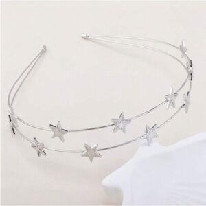 Silver star two band metallic headband